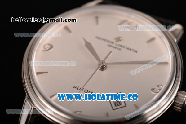 Vacheron Constantin Patrimony Miyota 9015 Automatic Steel Case with White Dial Silver Arabic Numeral/Stick Markres and Black Leather Strap - Click Image to Close